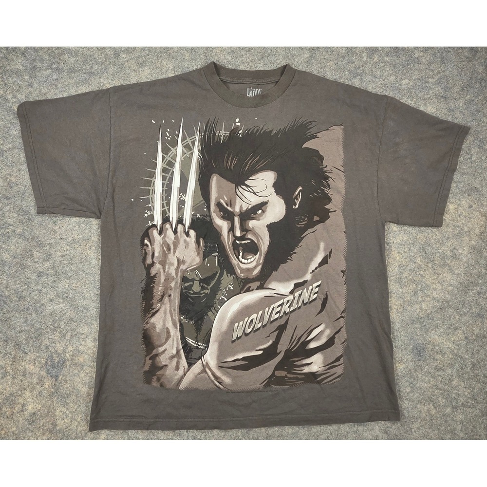 Giant Marvel Wolverine Graphic T-Shirt Mens XL Gray Short Sleeve Cotton Tee